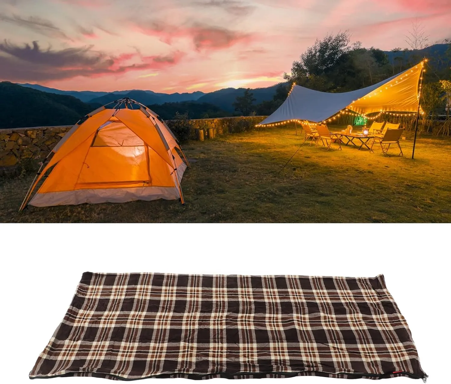 Portable Travel Fleece Sleeping Bag for Adults - Warm and Cozy Sleeping Bag for Outdoor Camping, Hiking, and Mountaineering(Coffee)