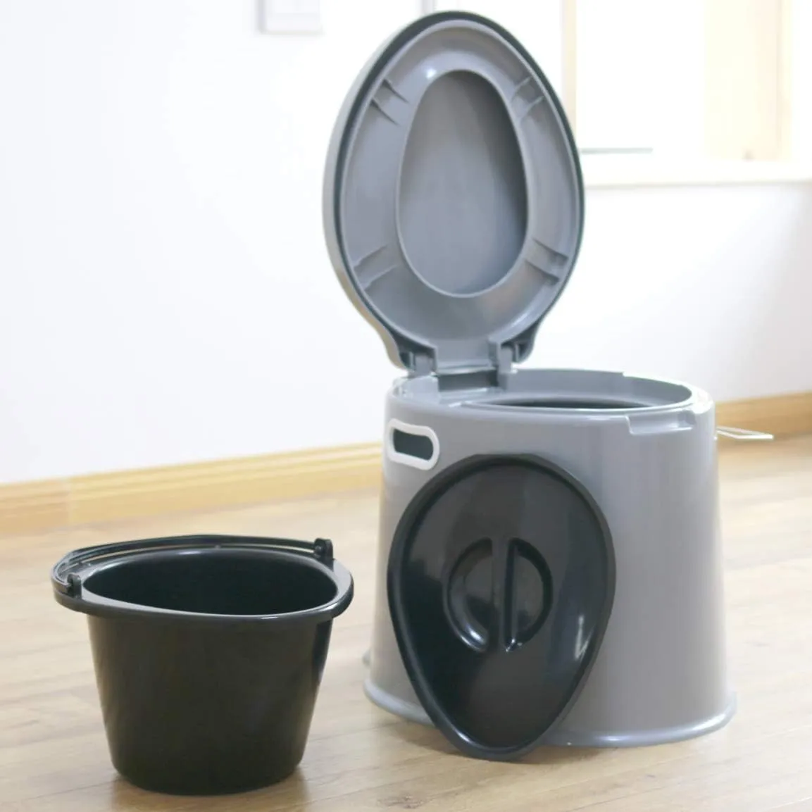 Portable Travel Toilet with Pop Up Tent Sun Shelter for Camping and Hiking