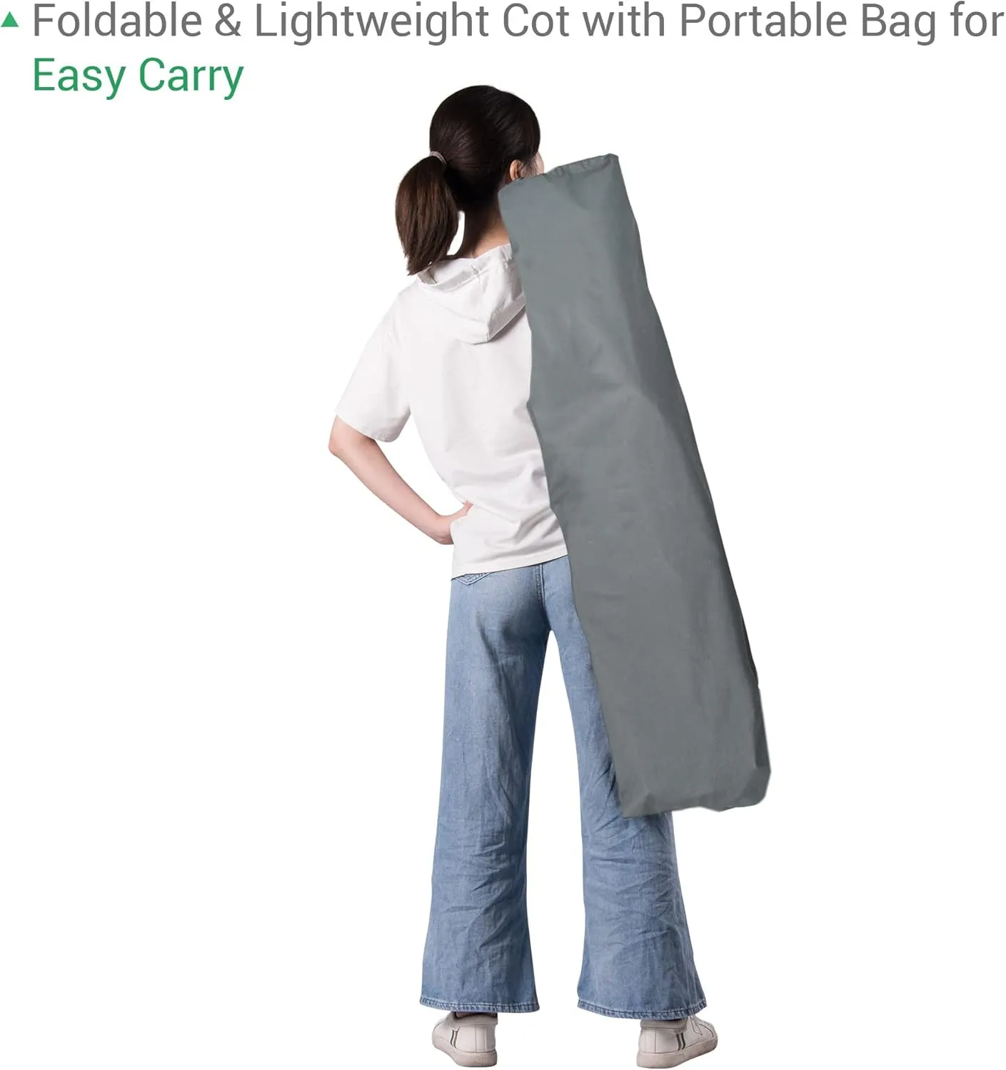 Potable Folding Camping Cot Bed Carry Bag for Travel Home Lounging Office Rest