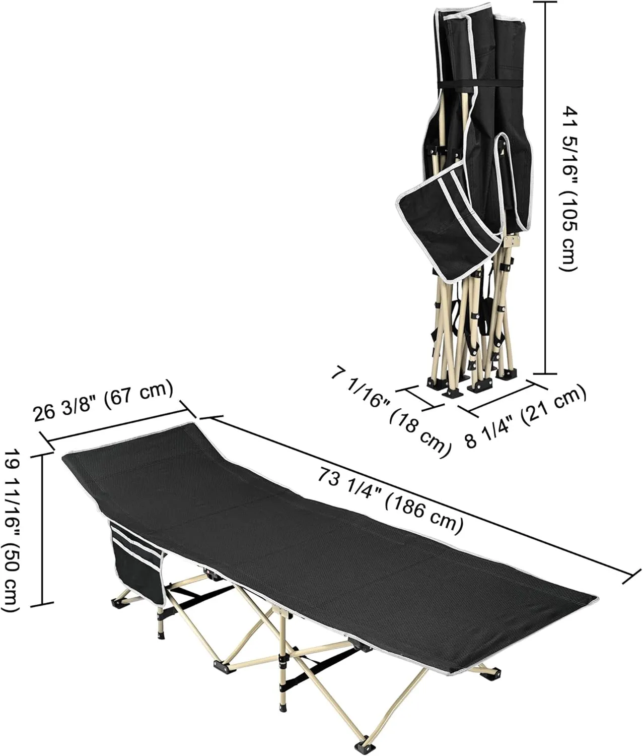 Potable Folding Camping Cot Bed Carry Bag for Travel Home Lounging Office Rest