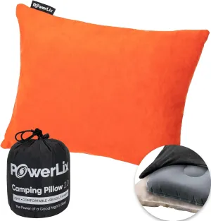 POWERLIX Camping Pillow - Memory Foam Washable/Inflatable Camp Pillow for Backpacking Hiking Camping Picnic,Travel Pillow for Airplanes,Compressible Backpacking Pillow,Machine Washable Cover