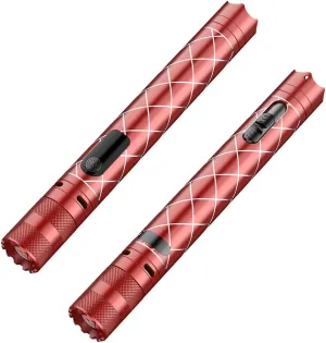 poyoelf 2025 6 in1 LED Zoomable Flashlight with Arc Lighter Hidden Camera Detectors and Door Alarm Warning,Rechargeable Tactical Flashlight for Travel,Camping,Emergency,Gifts for Men&Women (Red)