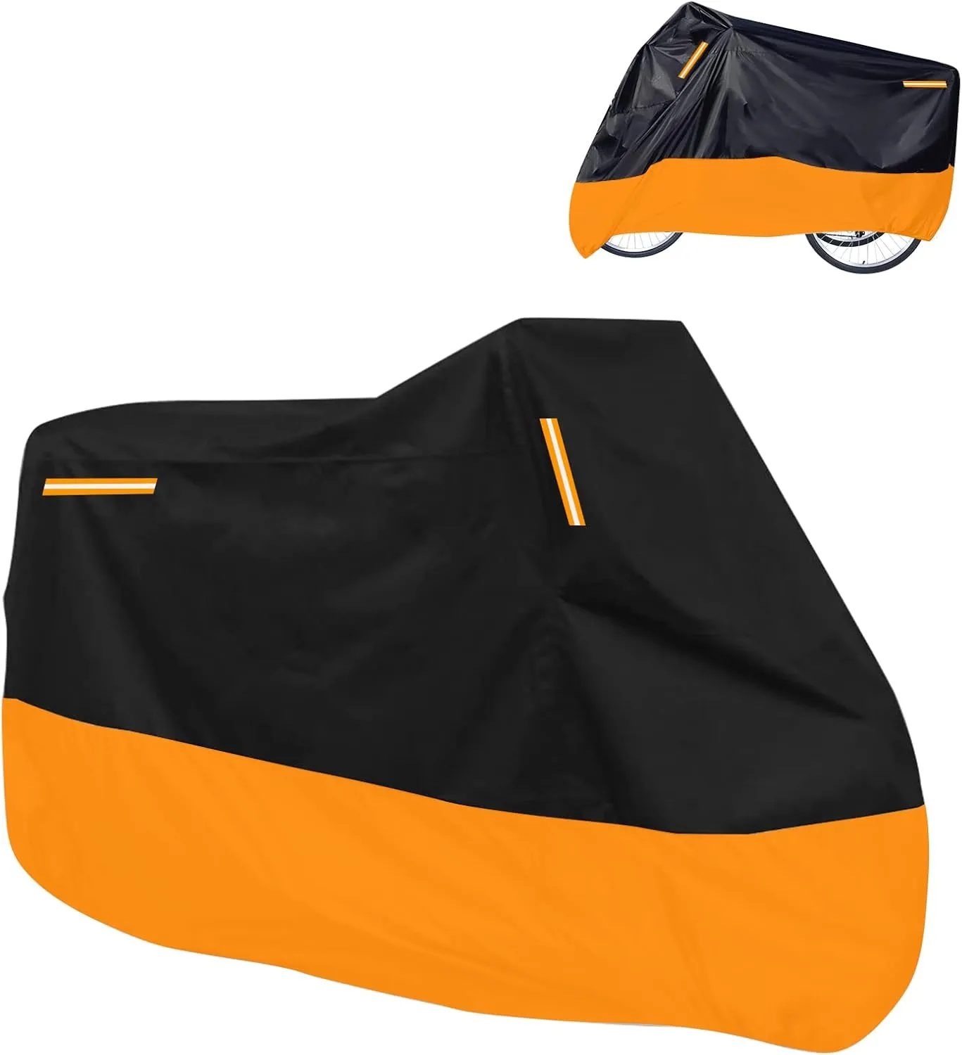 Premium Adult Tricycle Cover, Fit All 3-Wheel Bike or Motorcycles Outdoor and Indoor Storage, 104" L x 43.3" W x 49" H (Black & Orange)