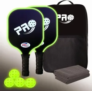 PRO Pickleball Glow in The Dark Paddle and Balls Set