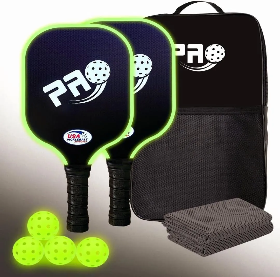 PRO Pickleball Glow in The Dark Paddle and Balls Set