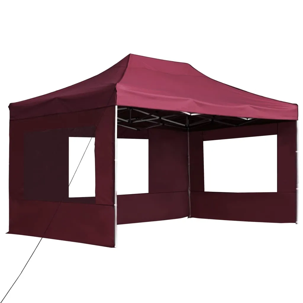 Professional Folding Party Tent with Walls Aluminium 4.5x3 m Wine Red