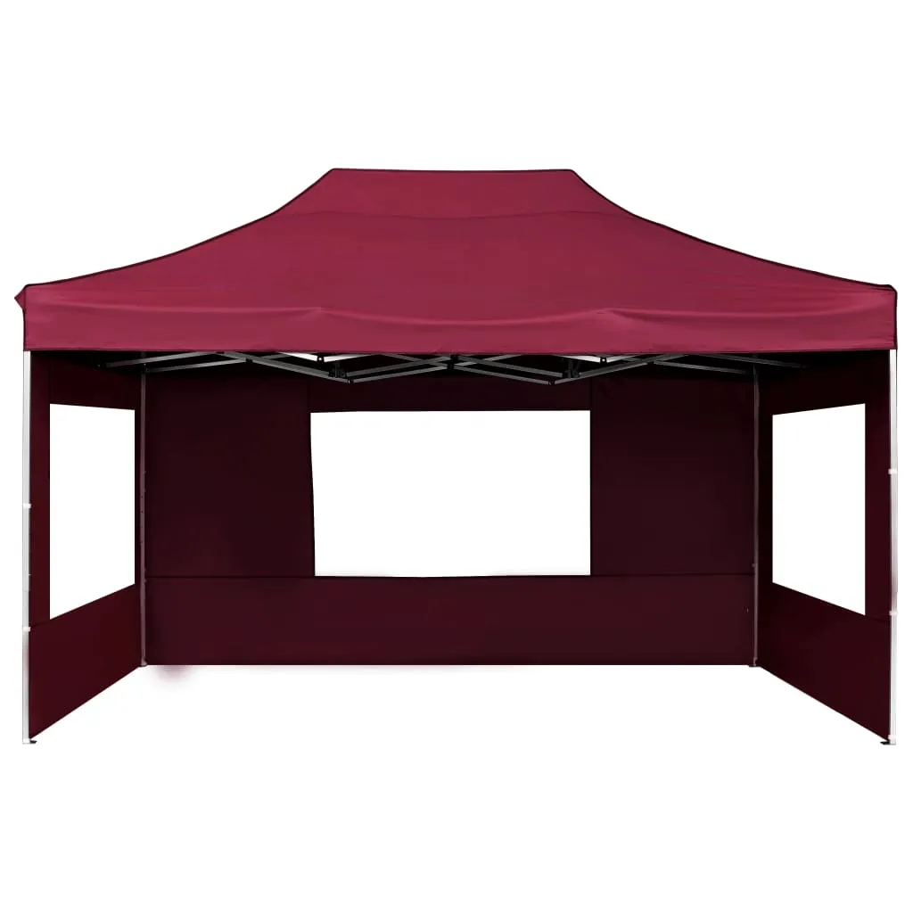 Professional Folding Party Tent with Walls Aluminium 4.5x3 m Wine Red