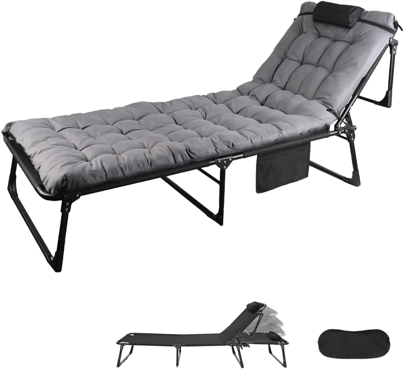 PULNDA Folding Camping Cots for Adults,Camping Cot Can Holds up 500lbs,Fold Up Bed with Eye Mask,Removable Mattress and Pillow,for Home,Office,Outdoor,Beach