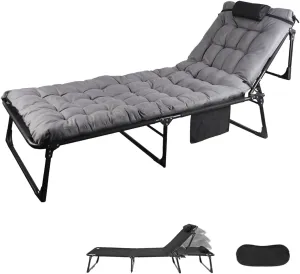 PULNDA Folding Camping Cots for Adults,Camping Cot Can Holds up 500lbs,Fold Up Bed with Eye Mask,Removable Mattress and Pillow,for Home,Office,Outdoor,Beach