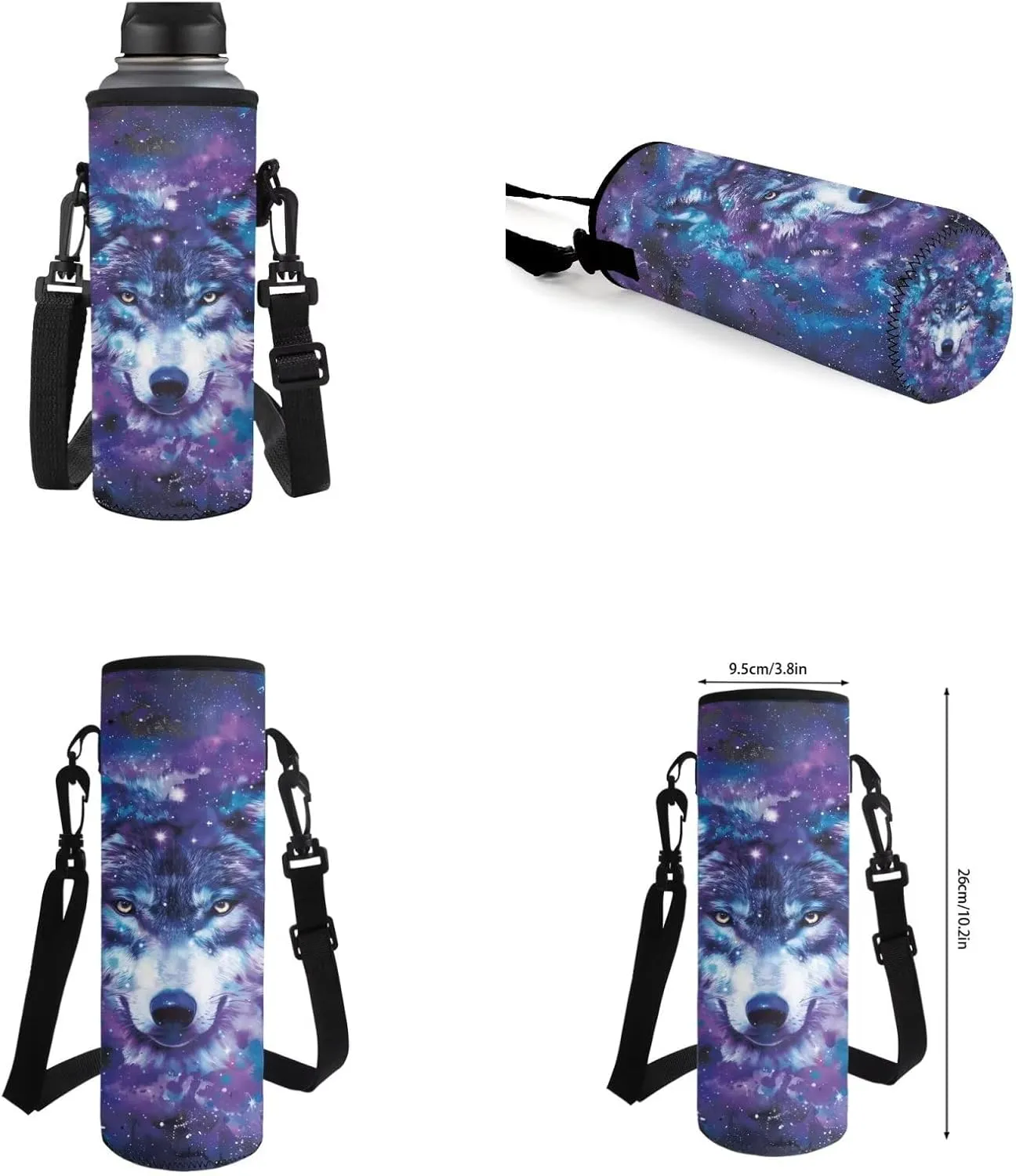 Purple Wolf 6Th Grade Backpack for Boys 17 Inch Backpack and Lunch Bag Pencil Case Water Bottle Sleeve Set for Boys Ideal for Students Go To School Extracurricular Activities