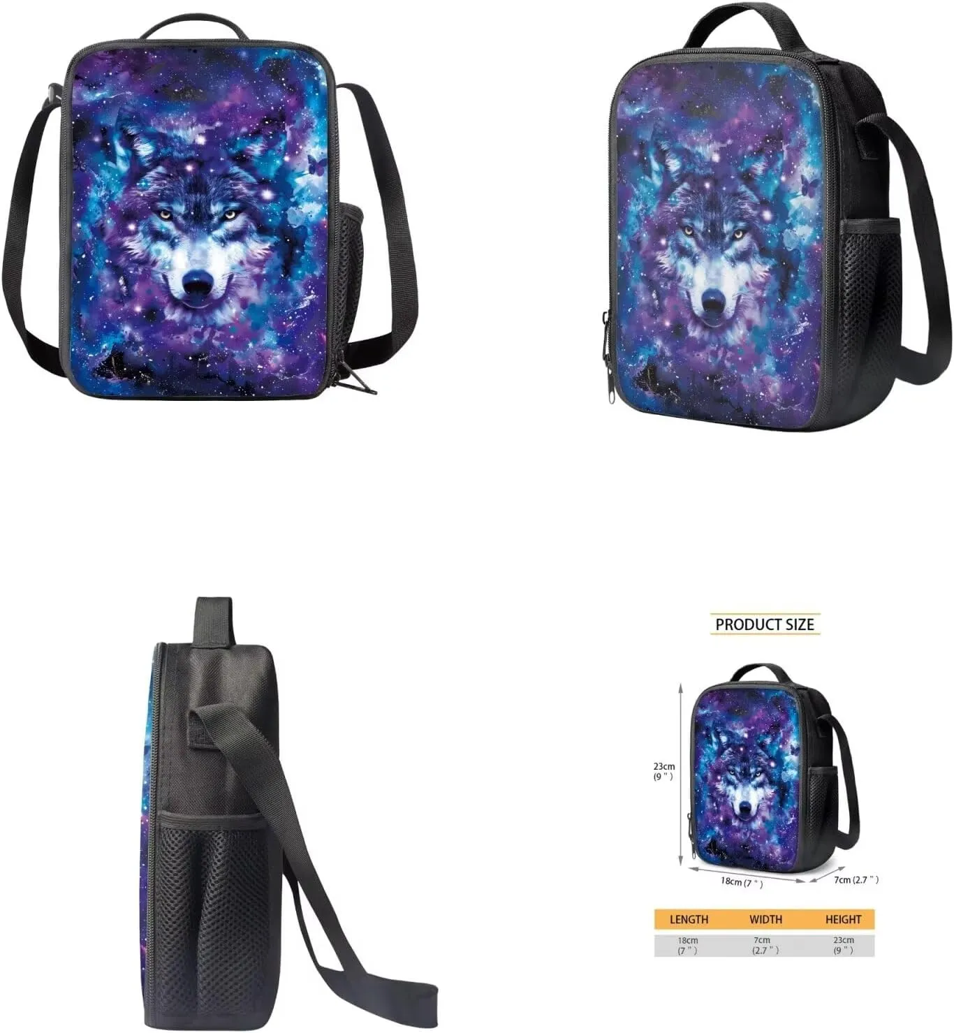 Purple Wolf 6Th Grade Backpack for Boys 17 Inch Backpack and Lunch Bag Pencil Case Water Bottle Sleeve Set for Boys Ideal for Students Go To School Extracurricular Activities