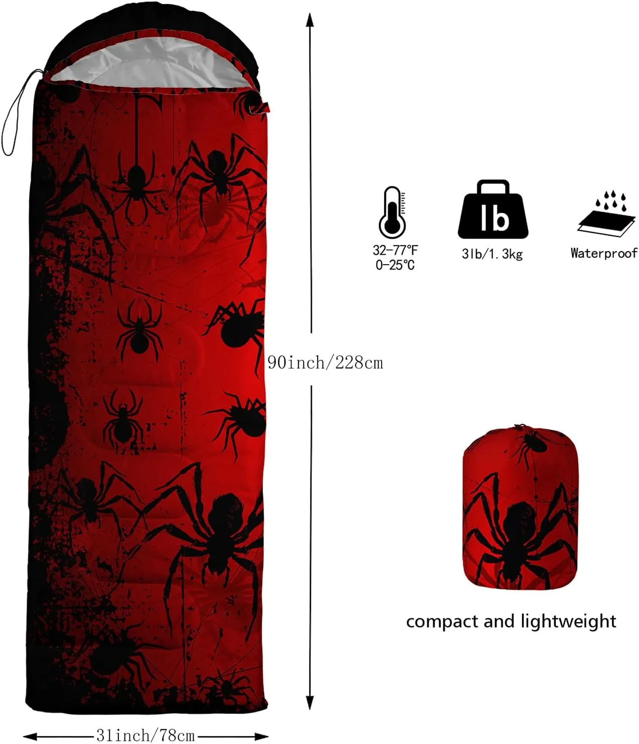 QOOMO Camping Sleeping Bags,3 Season Warm & Cool Weather,Lightweight,Waterproof Sleeping Bags for Adults & Kids,Traveling,and Outdoors,Camping Gear Equipment