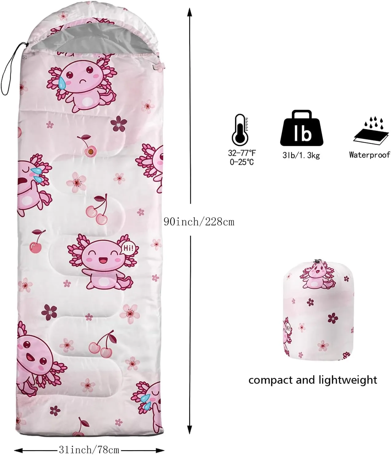 QOOMO Camping Sleeping Bags,3 Season Warm & Cool Weather,Lightweight,Waterproof Sleeping Bags for Adults & Kids,Traveling,and Outdoors,Camping Gear Equipment