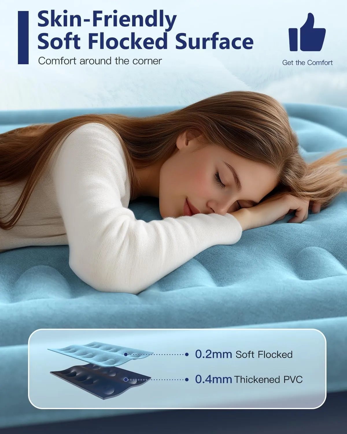 Queen Air Mattress with Built in Pump 18" Blow Up Mattress Raised Air Bed, 3 Mins Quick Self Inflatable with Storage Bag for Guest and Home