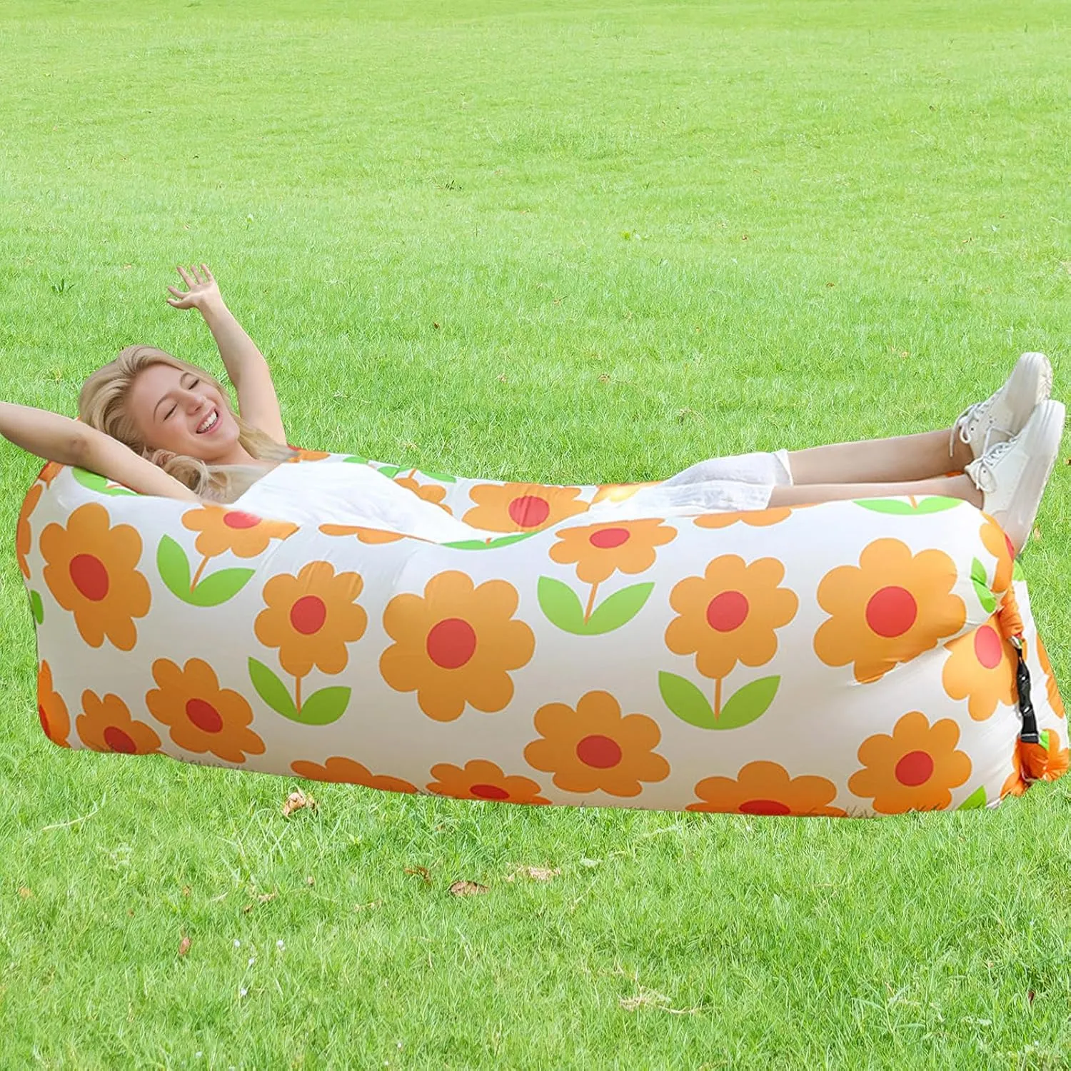 Quick Inflatable Lounger Air Sofa Hammock, Outdoor Couch Lightweight Durable Waterproof, No Pump Needed for Beach, Picnic, Festival, Hiking, Travel