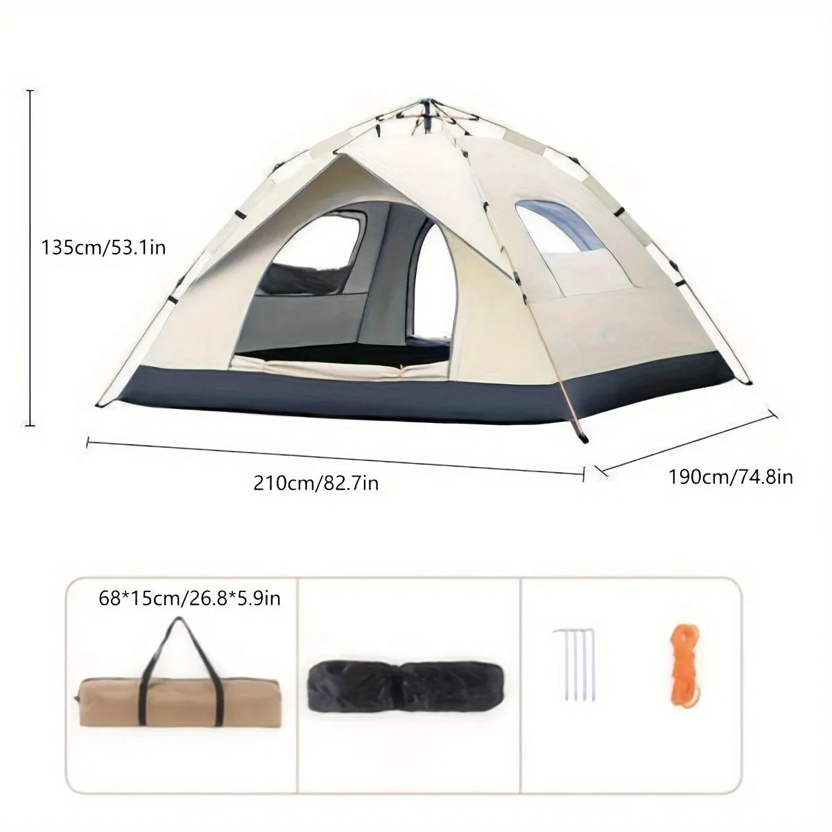 QuickCamp – Most-wanted Camping Shelter Tent with 4-Person Protection UV Pop-Up Setup Resilient Instant