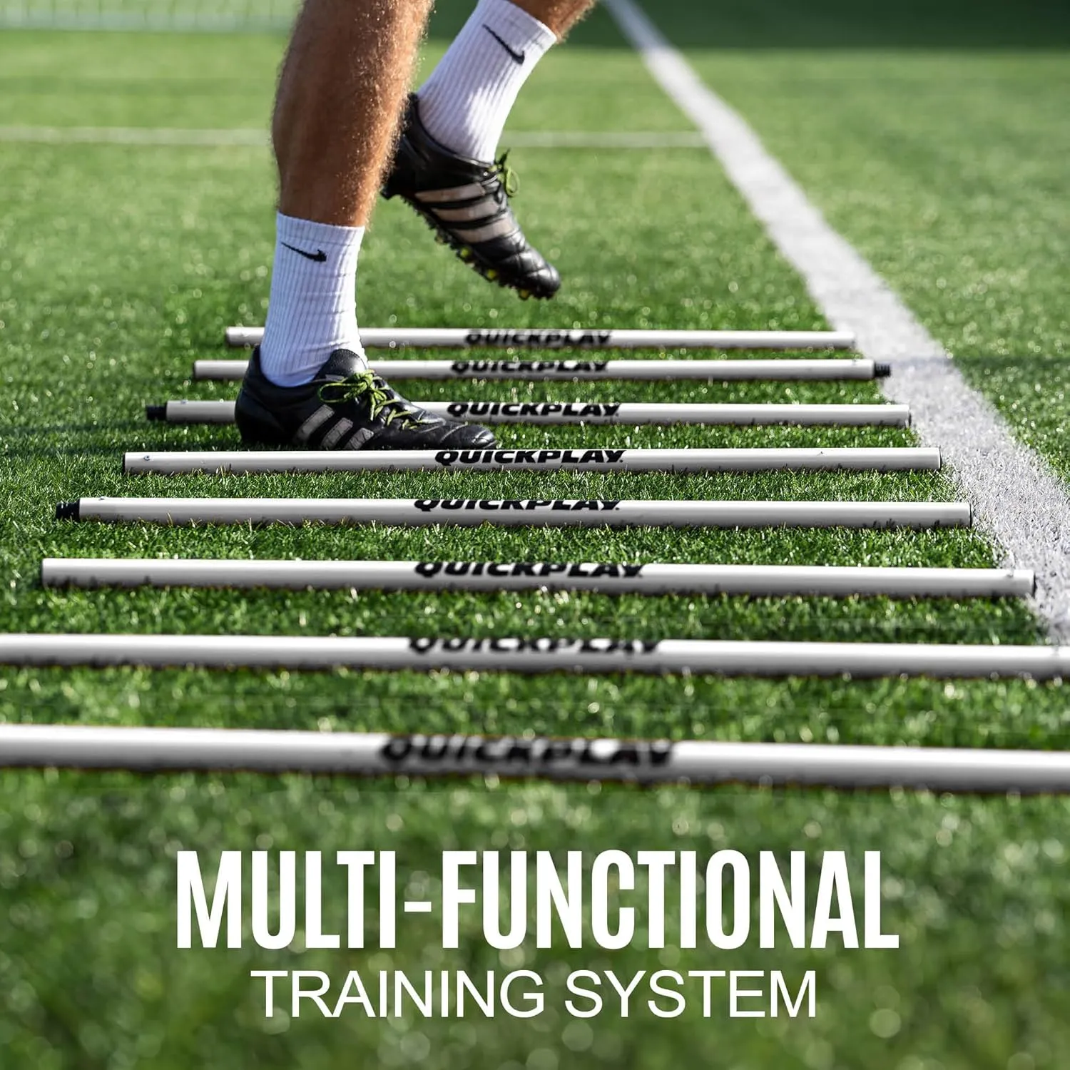 QUICKPLAY Screw Connected 2.5ft Training Poles - Set of 8 | Connect 2 Poles for 5ft Height | Pole Set Colour Options Available - Red, White, Green, Yellow | Screw Connected Foldable Design