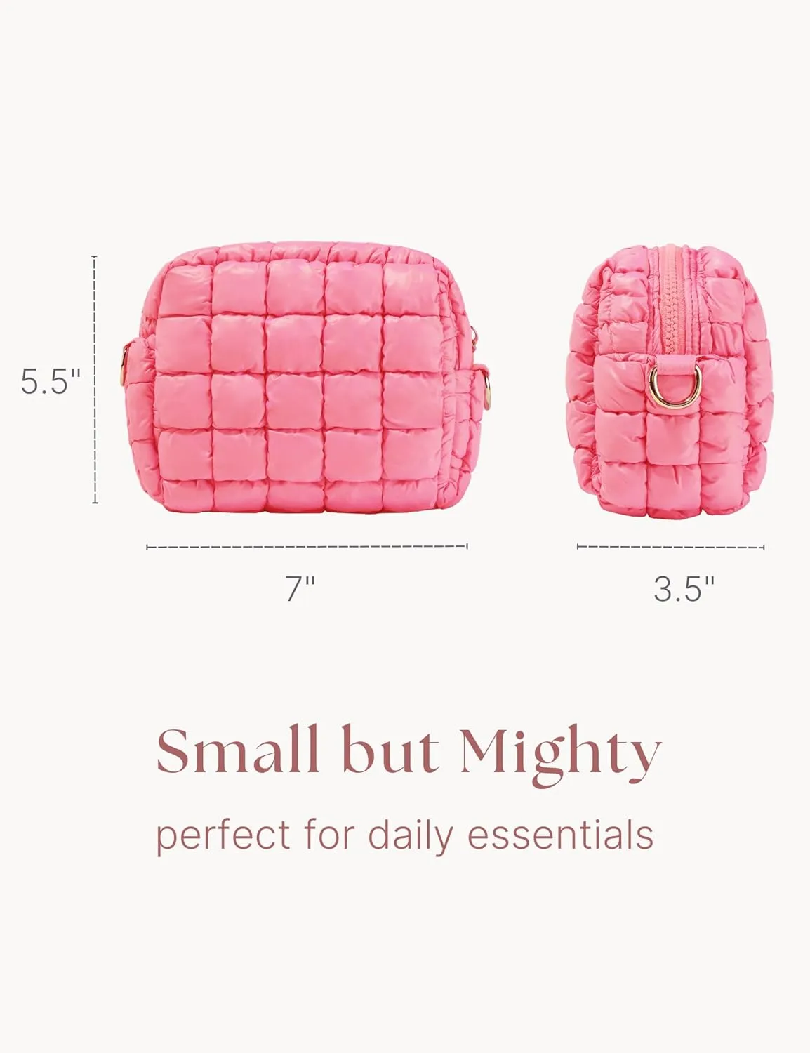 Quilted Makeup Bag Puffy Cosmetic Bag Cute Puffer Travel Toiletry Bag for Women, Small Makeup Pouch for Purse Quilted Cosmetic Pouch for Essentials Toiletries, Gift for Women, Girls