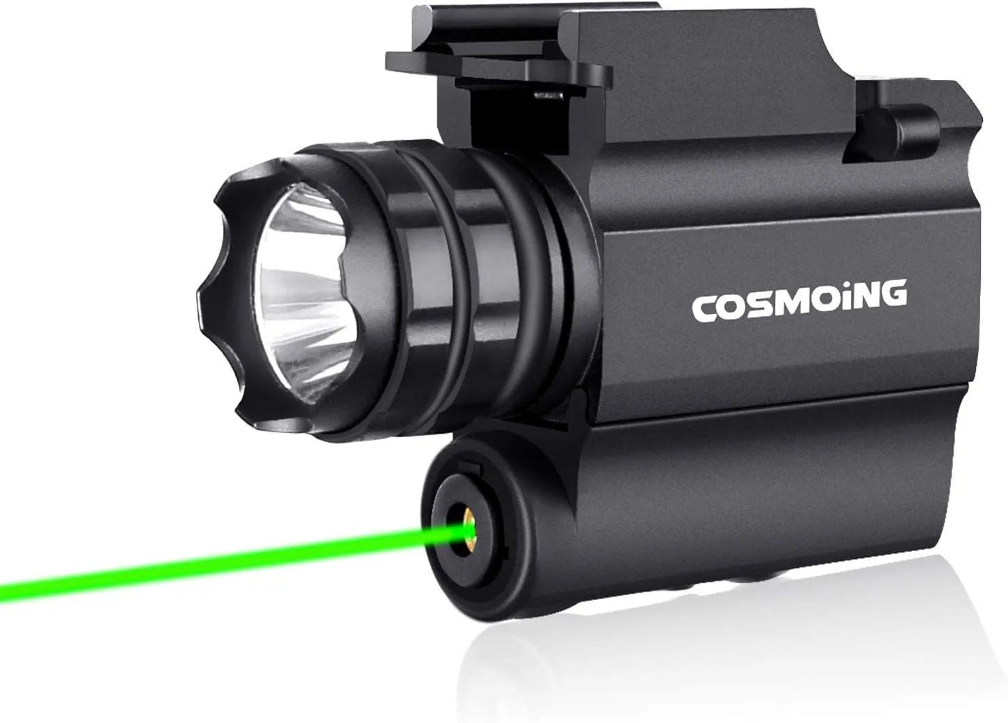 Rail Mounted Green Laser Light Combo, 600 Lumen Strobe Light Laser Sight Gun Flashlight with Quick Release for Pistol Handgun Rifles