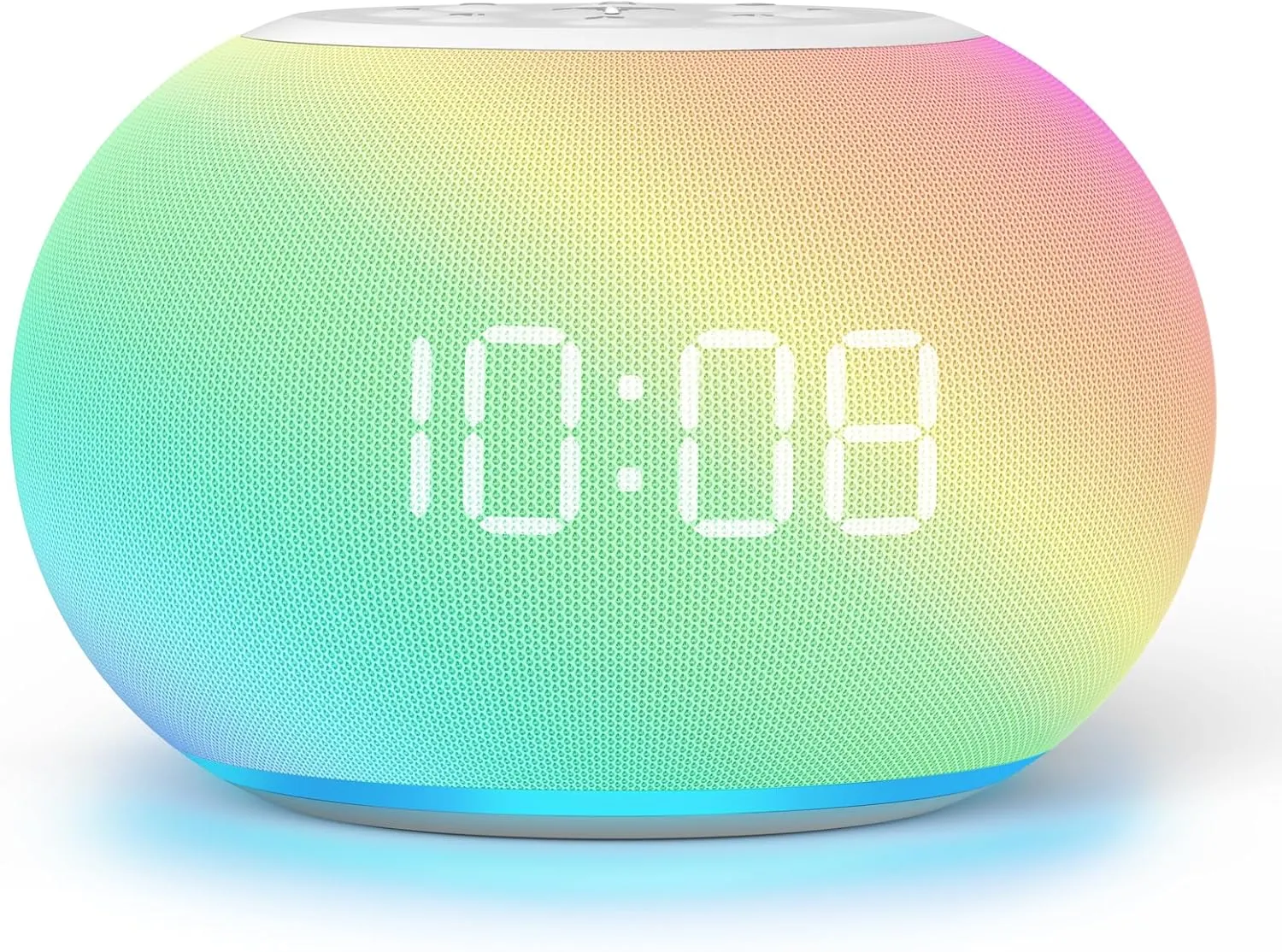 Reacher Auto-Dimmable Alarm Clock Sound Machine with Night Light, 20 Soothing Sounds, Auto-Off Sleep Timer, Precise 30-Level Volume, Small White Noise Machine for Adults, Bedrooms