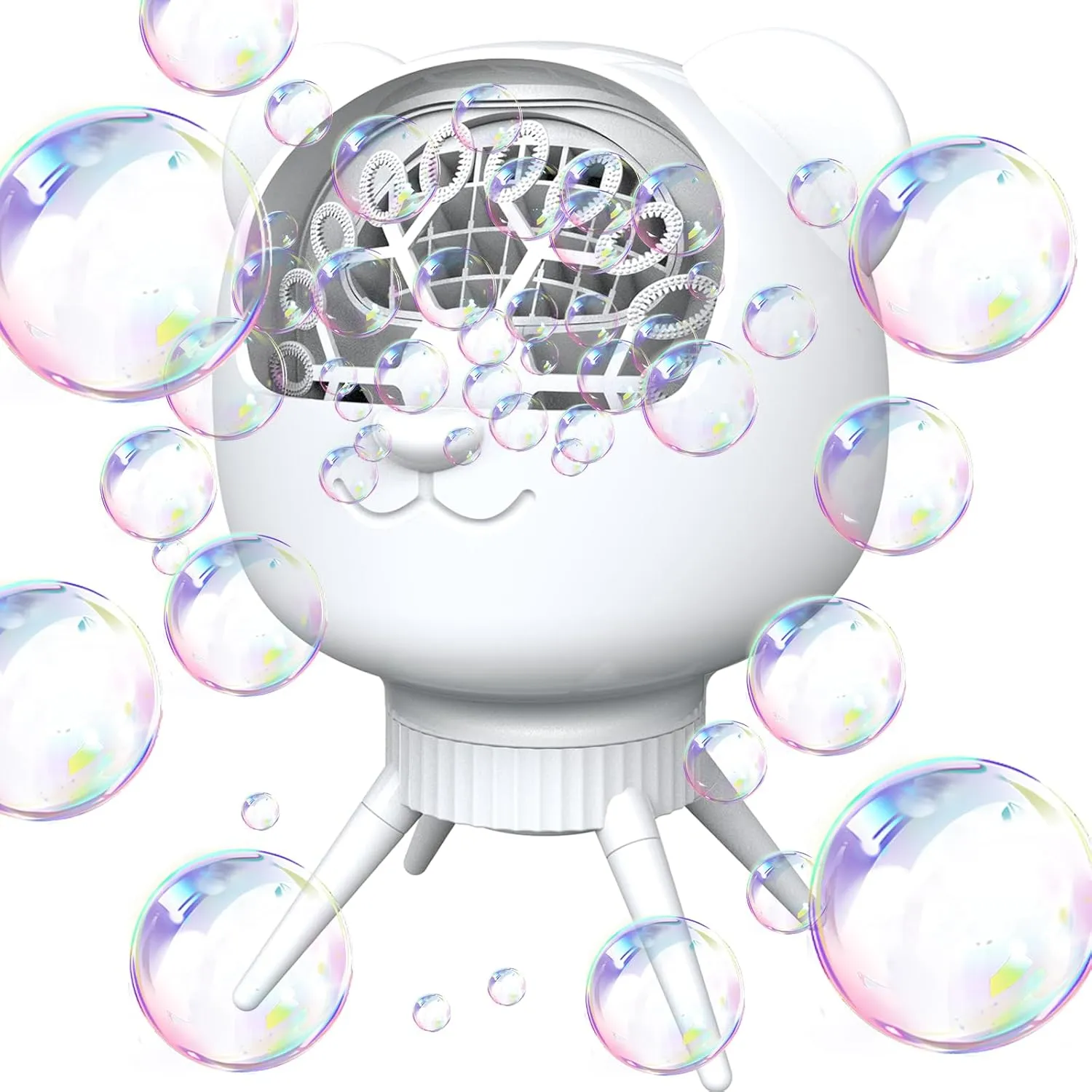 Rechargeable Bubble Machine for Kids & Parties, 38000  Bubbles/Min, 90°/180° Auto-Rotating Bubble Makers 500ML Portable Bubble Blower with 2 Speed Modes for Weddings, Birthdays, Outdoor/Indoor, White