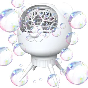 Rechargeable Bubble Machine for Kids & Parties, 38000  Bubbles/Min, 90°/180° Auto-Rotating Bubble Makers 500ML Portable Bubble Blower with 2 Speed Modes for Weddings, Birthdays, Outdoor/Indoor, White