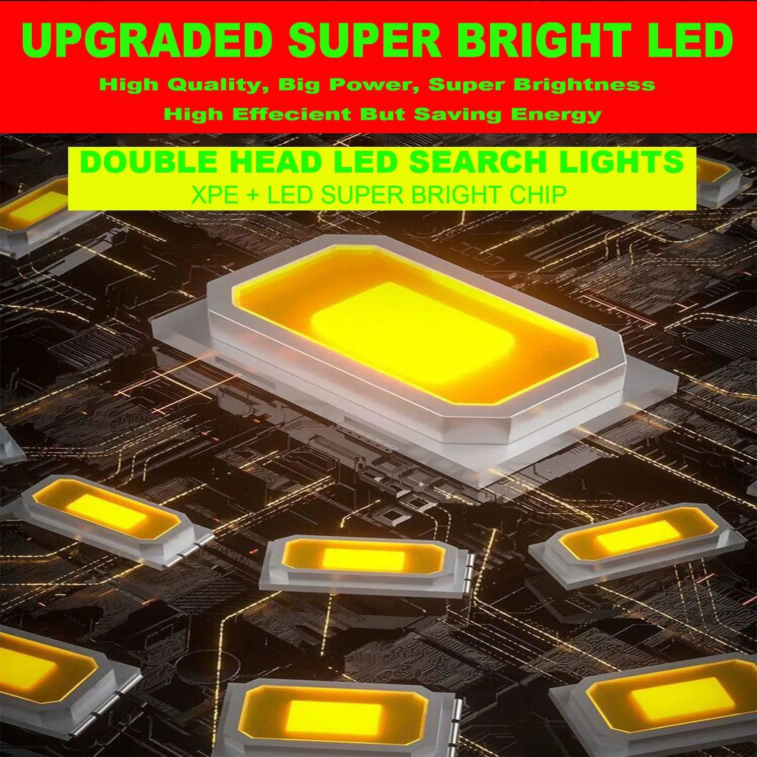 Rechargeable Flashlight, LED Spotlight Flashlight 10000mAh 12000LM 20h Ultra-Long Standby 3 4 Lights Modes Waterproof Camping Flashlight（55 LEDs）