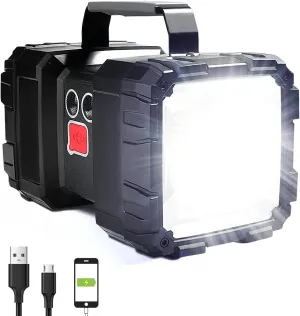 Rechargeable Flashlight, LED Spotlight Flashlight 10000mAh 12000LM 20h Ultra-Long Standby 3 4 Lights Modes Waterproof Camping Flashlight（55 LEDs）