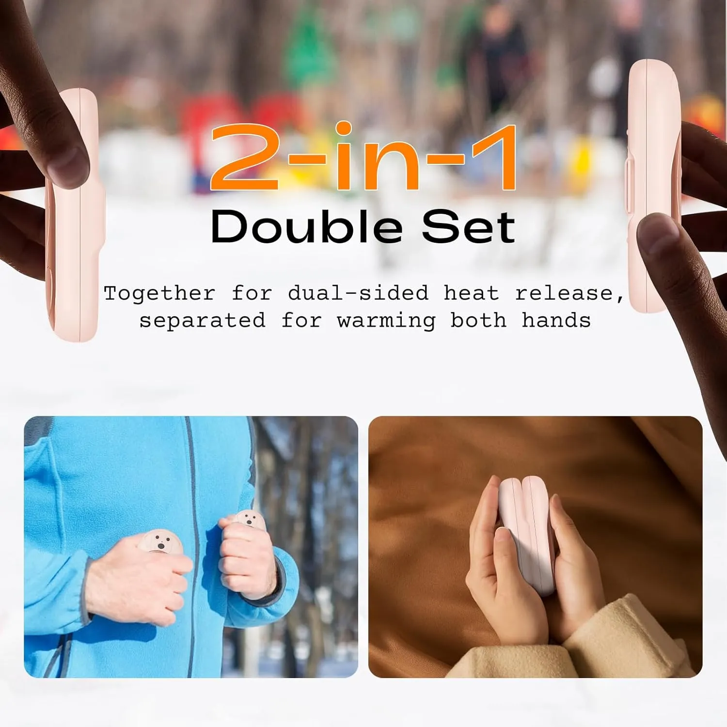 Rechargeable Hand Warmers 2 Pack, 6000mAh, 20Hrs Long Lasting, 3 Heat Levels, Portable Electric Hand Warmers for Men Women, Ideal for Outdoor Activities, Hunting, Golf, Camping, Winter Gift