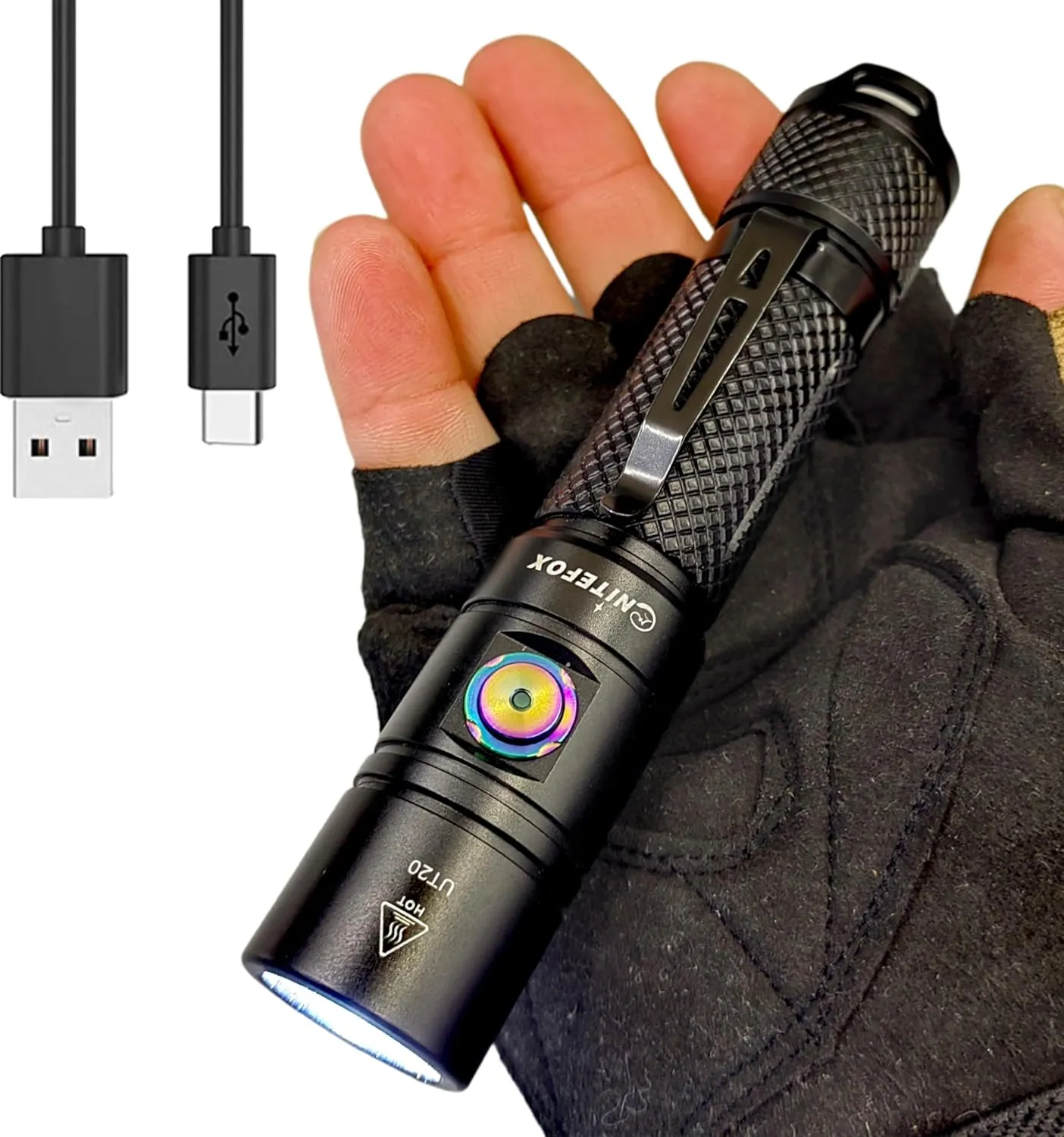 Rechargeable LED Flashlight Bright Pocket Flashlight 1500LM Handheld Flashlight Waterproof for Everyday Carry Indoor/Outdoor Hiking,Camping,Security,Emergency...(UT20)