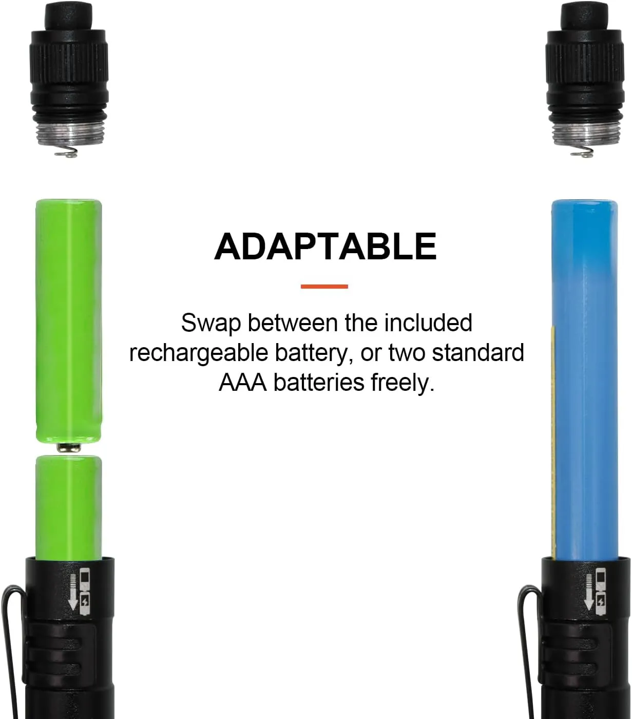 Rechargeable Pen Light Flashlight IP67 Waterproof with Pocket Clip 4-Zoomable, Prefect Pocket Flashlight for Inspection,Work,Repair (Black, 2 Pack)