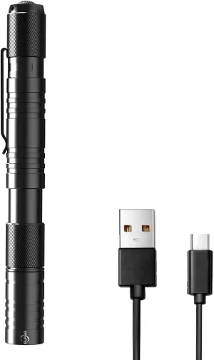 Rechargeable Pen Light, Zoomable Led Penlight Inspector Flashlight Pocket Flashlight with Clip Small Mini Handheld Slim Flashlight 360 Lumens LED for Nurse Medical Repair Engineer Doctor