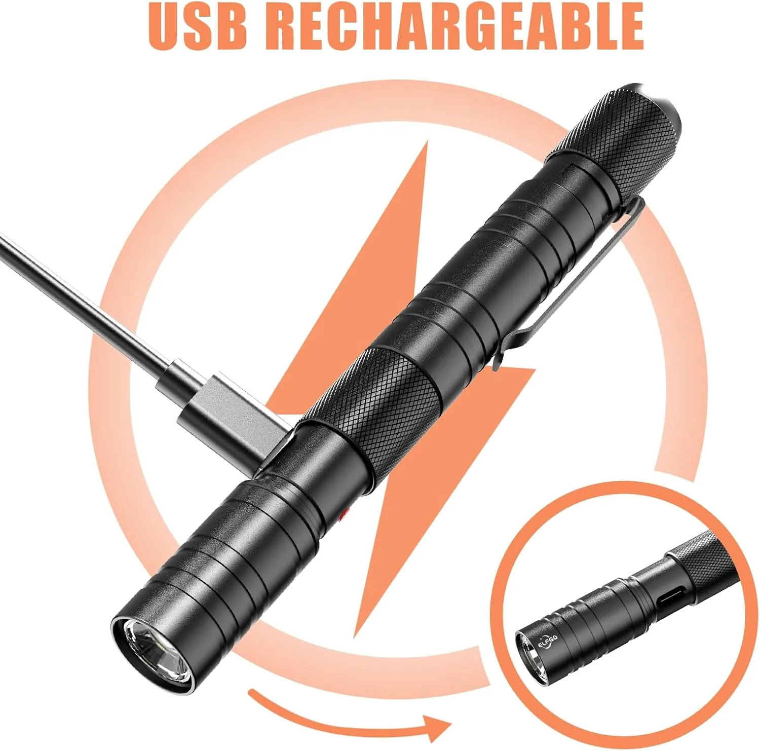Rechargeable Pen Light, Zoomable Led Penlight Inspector Flashlight Pocket Flashlight with Clip Small Mini Handheld Slim Flashlight 360 Lumens LED for Nurse Medical Repair Engineer Doctor