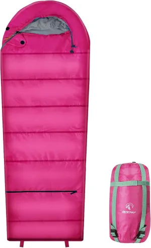 REDCAMP Kids Mummy Ultra Lightweight Sleeping Bag for Backpacking, Comfort for Warm Weather, with Compression Sack