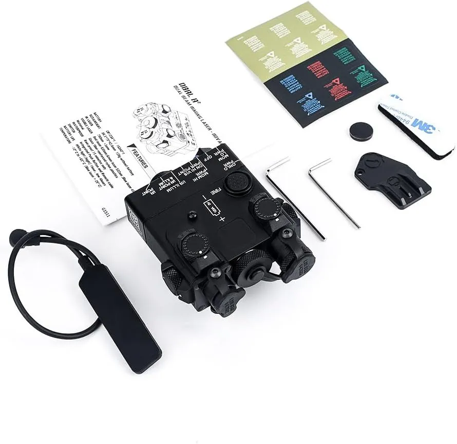 Red/Green/Blue Laser Sight   Strobe/Momentary/Constant Modes Whitelight LED 160 Lumens Flashlight with IR Laser，Metal DBAL-A2 Box Laser Sights，with Pressure Switch，for 20mm Rail