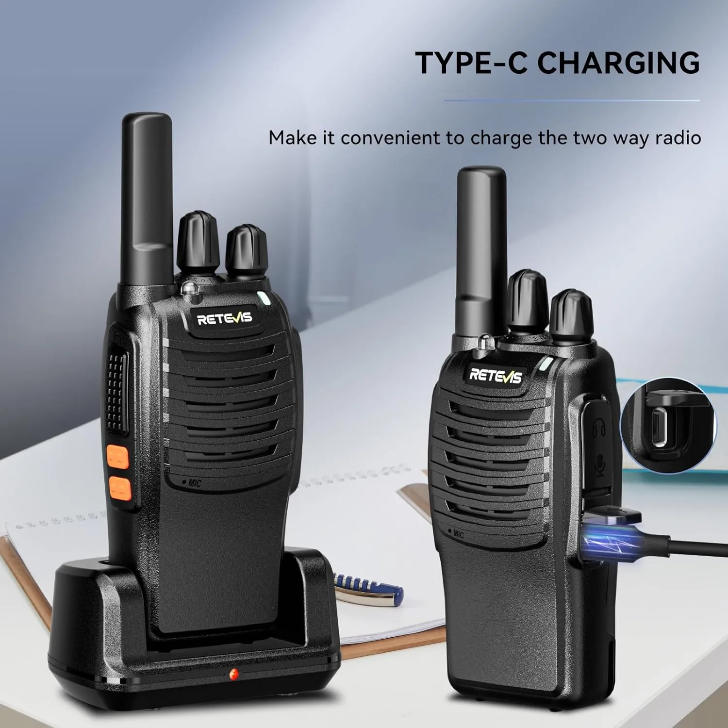 Retevis H-777 Walkie Talkies with Mic, Adults 2 Way Radios Long Range Rechargeable, License-Free, Crystal Audio, for School Work Construction Site(10 Pack)