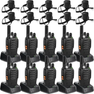Retevis H-777 Walkie Talkies with Mic, Adults 2 Way Radios Long Range Rechargeable, License-Free, Crystal Audio, for School Work Construction Site(10 Pack)