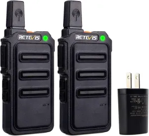 Retevis RT19 Walkie Talkies Rechargeable FRS 22 Channel 1300mAh Lightweight Small Two Way Radio Long Range Walky Talky for Neighborhood Skiing Gift Hunting(2 Pack)