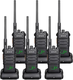 Retevis RT86 Long Range Walkie Talkies for Adults, High Power Professional 2 Way Radios, Heavy Duty Two Way Radios, Shatterproof Display, 2600mAh, for Commercial Construction Warehouse(6 Pack)