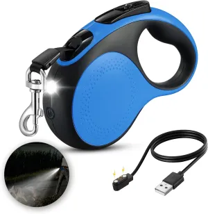 Retractable Dog Leash 16Ft Durable Dog Walking Leash Suits for Large Dogs or Cats with LED Flashlight and New Upgraded Charging Port Heavy Duty Pet Walking Up to 110lbs