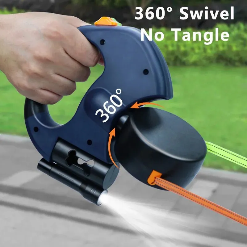 Retractable Dog Leash for 2 Dogs with LED Light and Waste Bag Dispenser - Durable Comfort