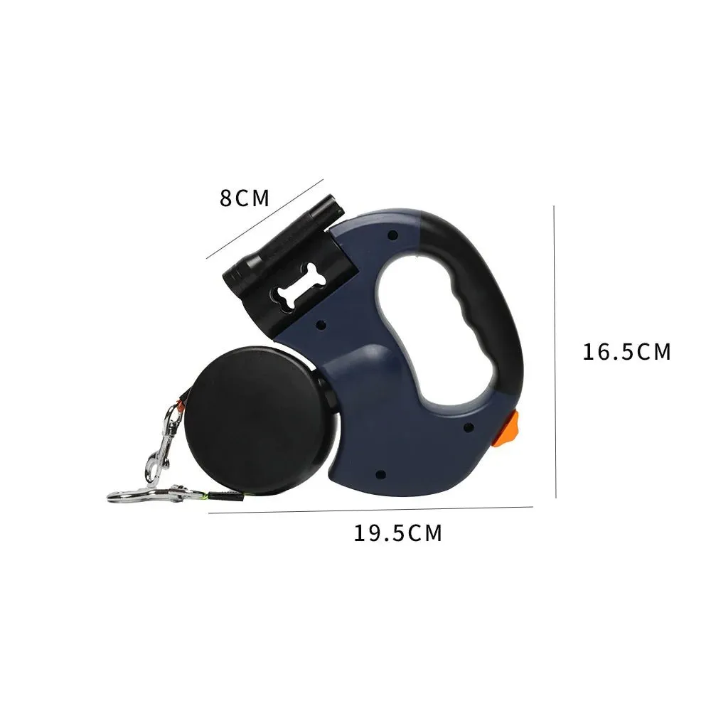 Retractable Dog Leash for 2 Dogs with LED Light and Waste Bag Dispenser - Durable Comfort