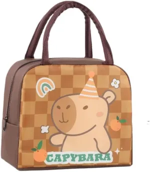 Reusable Insulated Lunch Box Thermal And Preservation Tote Bag,cartoon capybara pattern Handheld lunch bag Work Office Picnic (COLOR2)