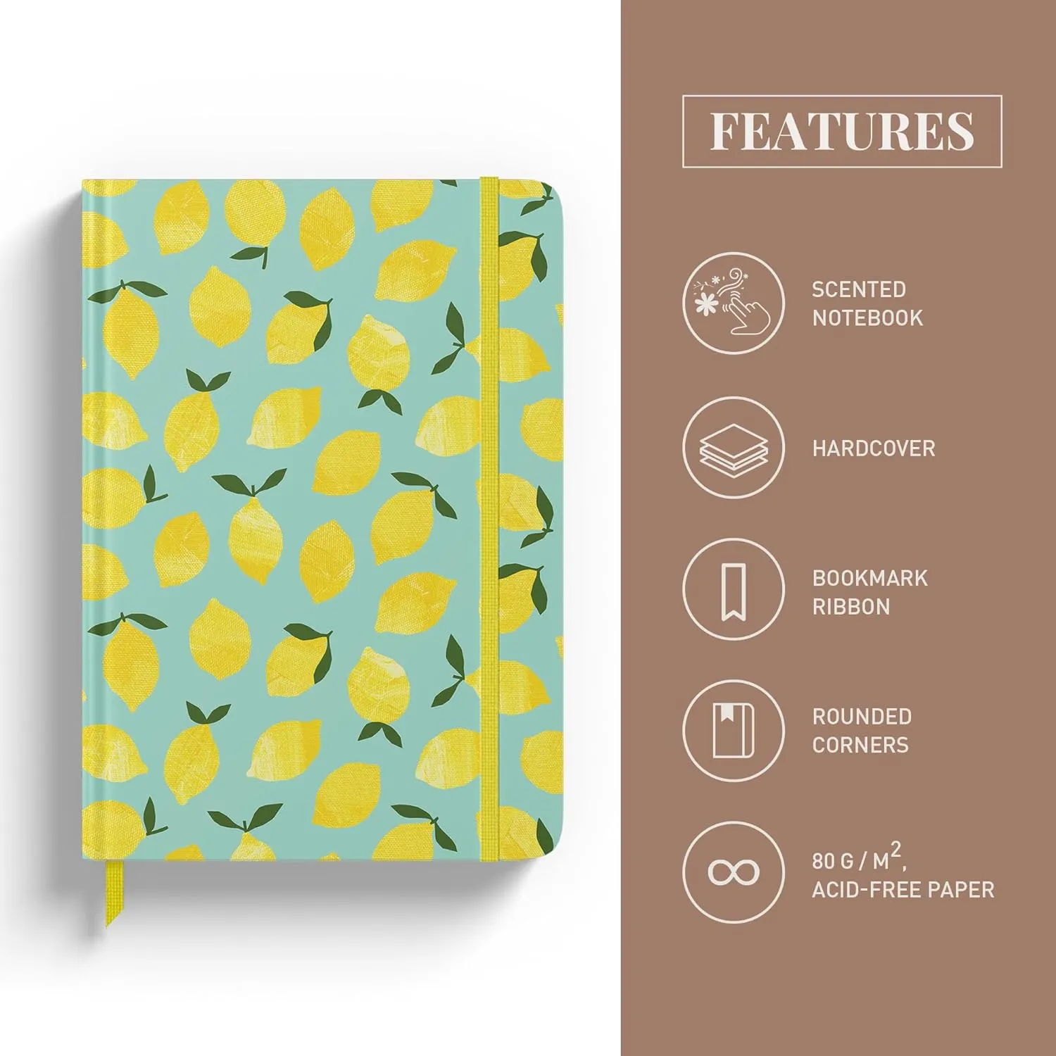 Rileys & Co Dotted Journal Notebook, Dot Grid Hardcover Notebook, Thick Paper Journal, Motivational Journal, 8x6 inches, For Notes - (Lemon) notebook