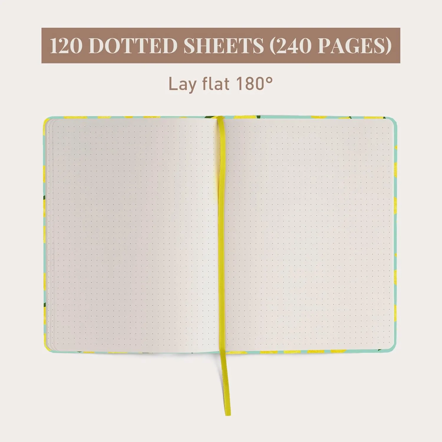 Rileys & Co Dotted Journal Notebook, Dot Grid Hardcover Notebook, Thick Paper Journal, Motivational Journal, 8x6 inches, For Notes - (Lemon) notebook