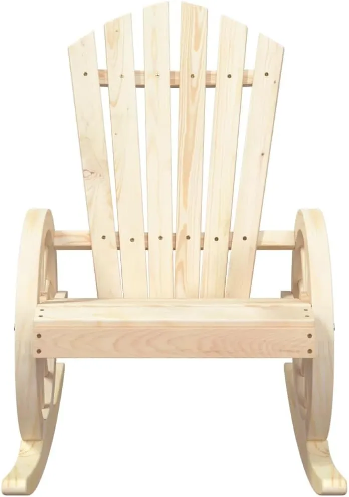Rocking Adirondack Chairs 2-Piece Solid Wood Fir Outdoor Patio Furniture Set with Ergonomic Design and Wagon-Wheel Armrests for Gardens, Pool Sides, Deck