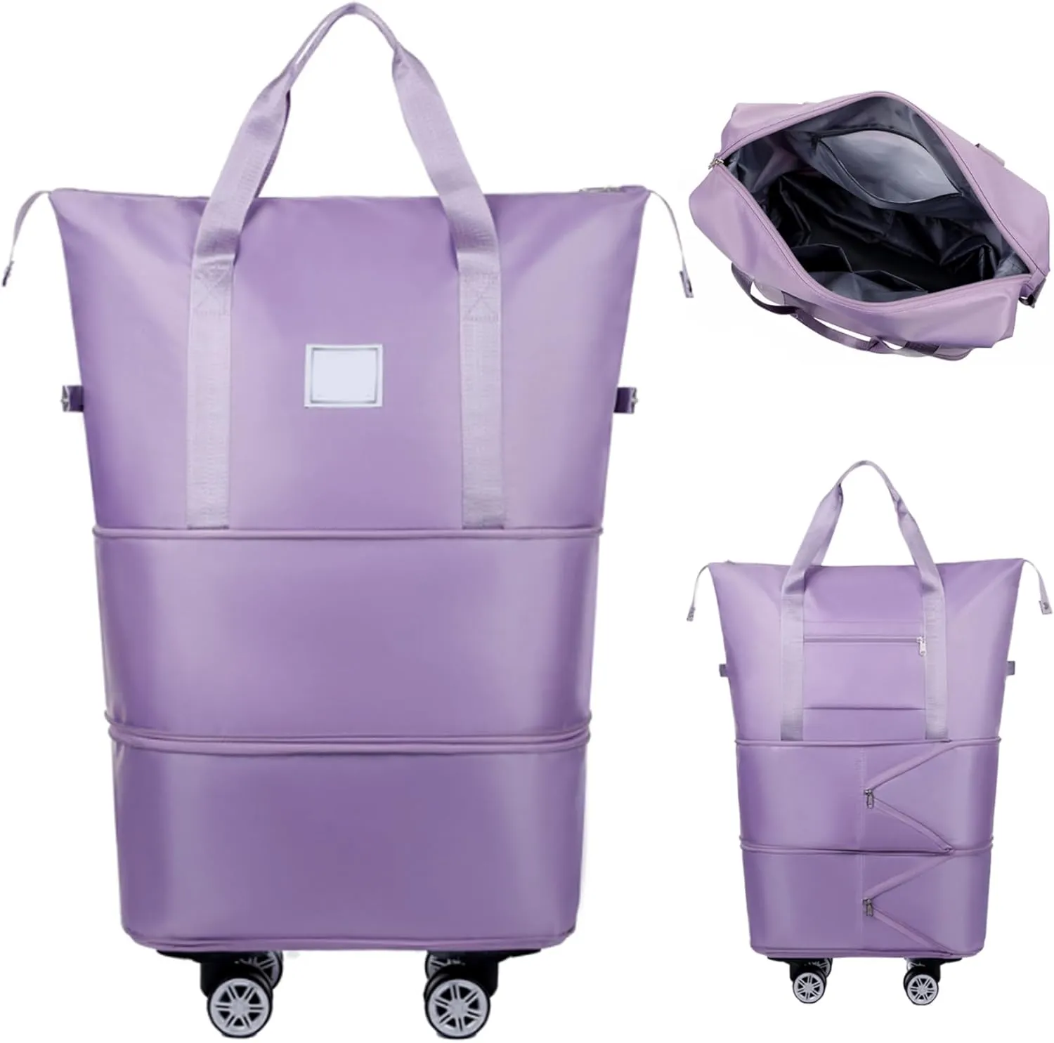 Rolling Duffle Bag with Wheels and Handle, Expandable Foldable Luggage Bag, Dry and Wet Separation Rolling Bag, Zipper Rolling Bag for Gym,Camping,Travel Light, Travel Bag with Wheels