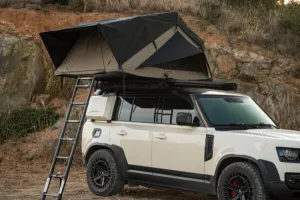 Roveroll Snail Soft Shell Roof Top Tent | Lightweight Rooftop Shelter in Taupe & Black