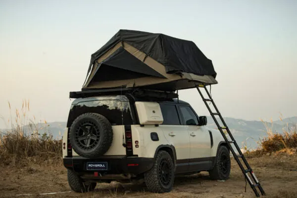 Roveroll Snail Soft Shell Roof Top Tent | Lightweight Rooftop Shelter in Taupe & Black