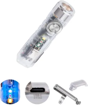 RovyVon 4th USB-C Aurora A8 EDC Flashlight, 6500K LED Max 650 Lumen, Momentary On Keychain Light with Magnetic Clip/Base, Lock Mode, for Checking Outdoor(365nm/Red/White)